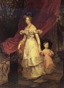 Karl Briullov Portrait of Gaand Duchess Yelena Pavlovna with her daughter oil painting reproduction